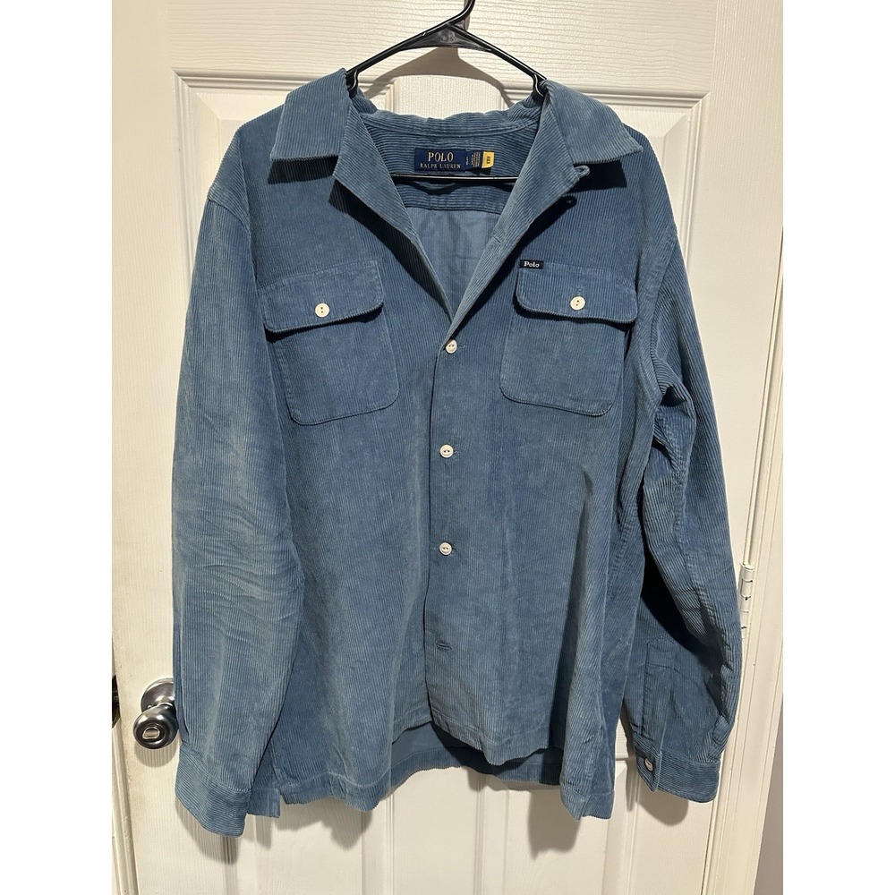 Polo Ralph Lauren Classic Fit Corduroy Camp Shirt Blue Men's L